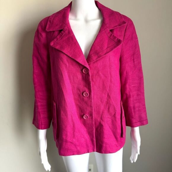 Talbots Pink Linen Blazer Size 12 - Picture 1 of 7